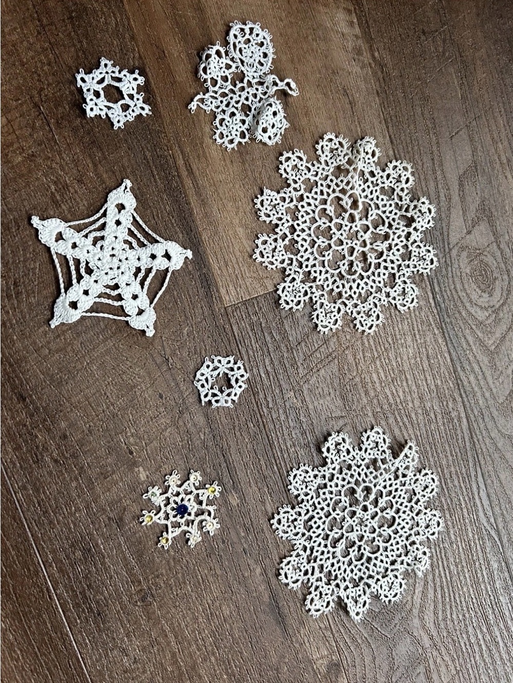 Lot of Seven Brand New Handmade Crochet Doilies Ornaments